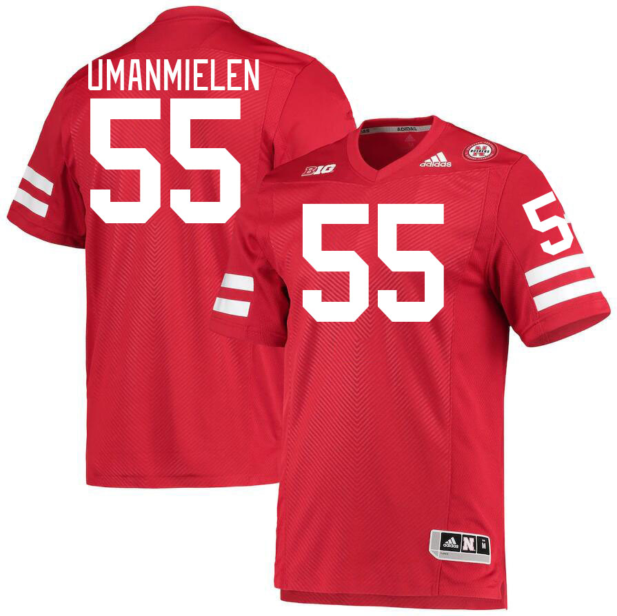 Men #55 Princewill Umanmielen Nebraska Cornhuskers College Football Jerseys Stitched Sale-Red
